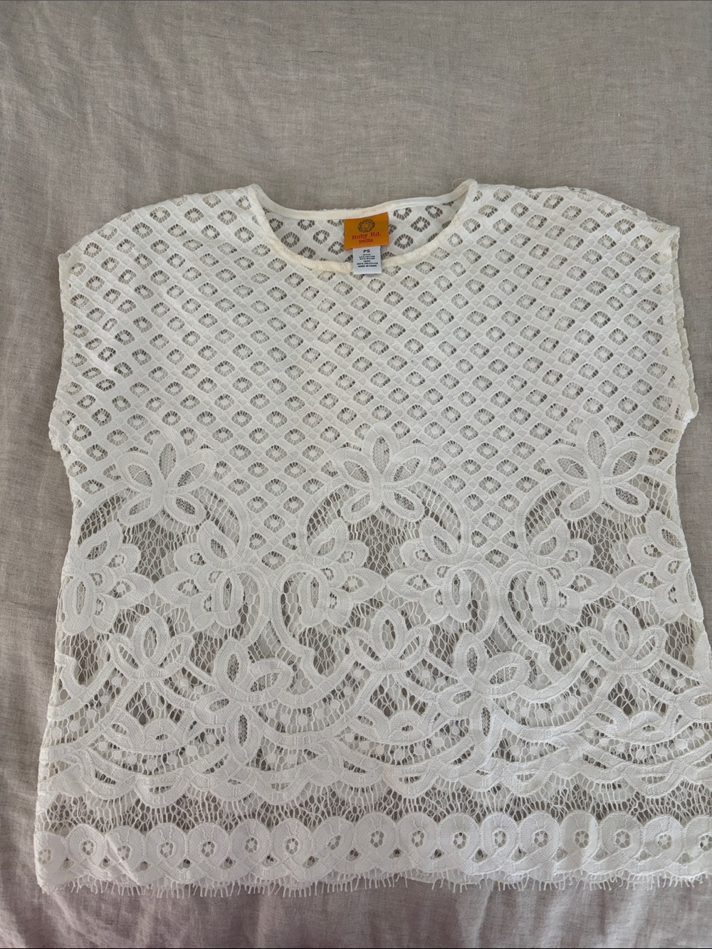 White Lace Short-Sleeve Women's Top - ruby rd